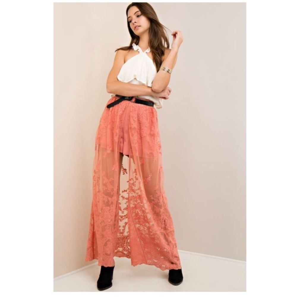 Entro Pink Asymmetrical Maxi Skirt with Slit - Picture 2 of 7